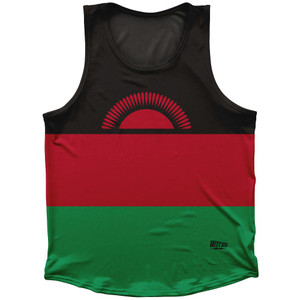 Malawi Country Flag Sport Tank Top Made In USA - Black Red Green Malawi Country Flag Sport Tank Top Made In USA - Black Red Green