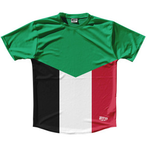 Sudan Country Flag Running Shirt Track Cross Country Performance Top Made In USA - Green Black