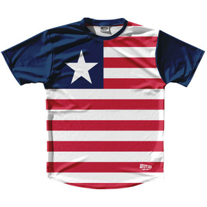 Liberia Samoa Country Flag Running Shirt Track Cross Country Performance Top Made In USA - White Red