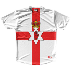 Northern Ireland Country Flag Running Shirt Track Cross Country Performance Top Made In USA - White Red Northern Ireland Country Flag Running Shirt Track Cross Country Performance Top Made In USA - White Red