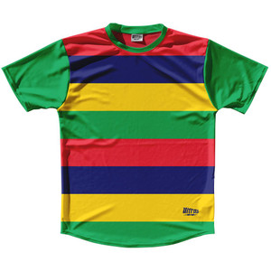 Mauritius Country Flag Running Shirt Track Cross Country Performance Top Made In USA - Green Yellow Mauritius Country Flag Running Shirt Track Cross Country Performance Top Made In USA - Green Yellow