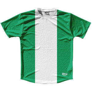 Nigeria Country Flag Running Shirt Track Cross Country Performance Top Made In USA - White Green Nigeria Country Flag Running Shirt Track Cross Country Performance Top Made In USA - White Green