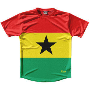 Ghana Country Flag Running Shirt Track Cross Country Performance Top Made In USA - Red Yellow Ghana Country Flag Running Shirt Track Cross Country Performance Top Made In USA - Red Yellow