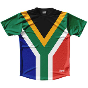 South Africa Country Flag Running Shirt Track Cross Country Performance Top Made In USA - Black Green South Africa Country Flag Running Shirt Track Cross Country Performance Top Made In USA - Black Green