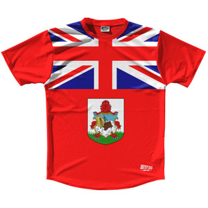 Bermuda Country Flag Running Shirt Track Cross Country Performance Top Made In USA - Red