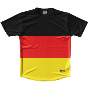Germany Country Flag Running Shirt Track Cross Country Performance Top Made In USA - Black Red Germany Country Flag Running Shirt Track Cross Country Performance Top Made In USA - Black Red