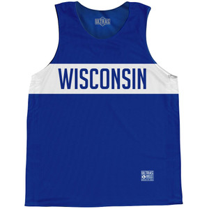 Wisconsin Finish Line State Flag Basketball Singlets - Blue