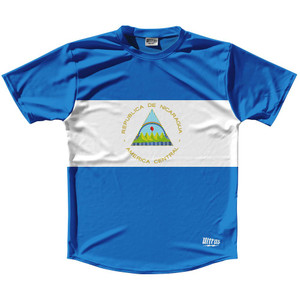 Nicaragua Country Flag Running Shirt Track Cross Country Performance Top Made In USA - Blue White Nicaragua Country Flag Running Shirt Track Cross Country Performance Top Made In USA - Blue White