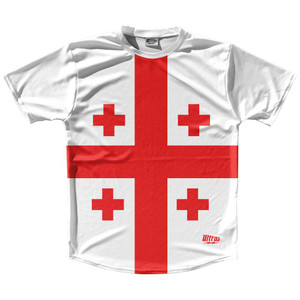 Georgia Country Flag Running Shirt Track Cross Country Performance Top Made In USA - White Red Georgia Country Flag Running Shirt Track Cross Country Performance Top Made In USA - White Red