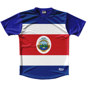 Costa Rica Country Flag Running Shirt Track Cross Country Performance Top Made In USA - Blue White Costa Rica Country Flag Running Shirt Track Cross Country Performance Top Made In USA - Blue White