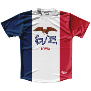 Ultras Iowa State Flag Running Cross Country Track Shirt Made In USA - White Red Blue Ultras Iowa State Flag Running Cross Country Track Shirt Made In USA - White Red Blue
