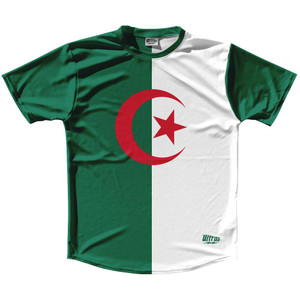 Algeria Country Flag Running Shirt Track Cross Country Performance Top Made In USA - Green White Algeria Country Flag Running Shirt Track Cross Country Performance Top Made In USA - Green White