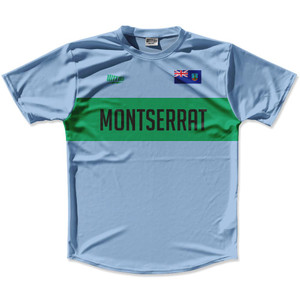 Ultras Montserrat Flag Finish Line Running Cross Country Track Shirt Made In USA - Light Blue