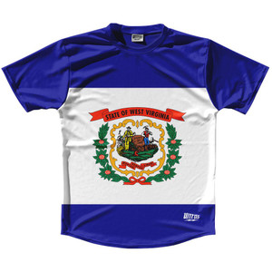 Ultras West Virginia State Flag Running Cross Country Track Shirt Made In USA - Blue White Ultras West Virginia State Flag Running Cross Country Track Shirt Made In USA - Blue White