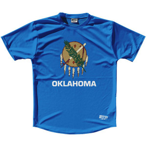 Ultras Oklahoma State Flag Running Cross Country Track Shirt Made In USA - Blue Ultras Oklahoma State Flag Running Cross Country Track Shirt Made In USA - Blue