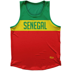 Senegal Country Finish Line Sport Tank Top Made In USA-Red Green Senegal Country Finish Line Sport Tank Top Made In USA-Red Green