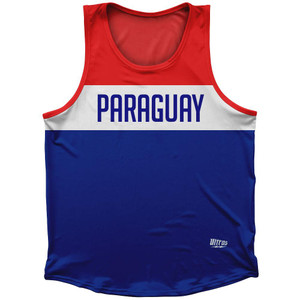 Paraguay Country Finish Line Sport Tank Top Made In USA - Blue Red
