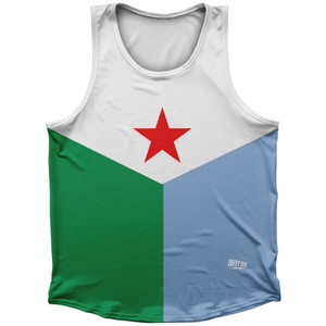 Djibouti Country Flag Sport Tank Top Made In USA - Light Blue Green Djibouti Country Flag Sport Tank Top Made In USA - Light Blue Green