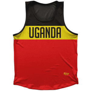 Uganda Country Finish Line Sport Tank Top Made In USA-Black Red Uganda Country Finish Line Sport Tank Top Made In USA-Black Red