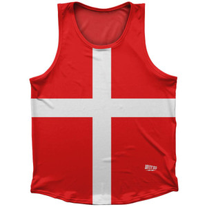 Denmark Country Flag Sport Tank Top Made In USA-Red White