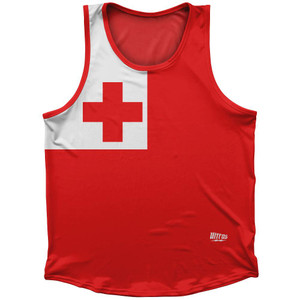 Tonga Country Flag Sport Tank Top Made In USA-Red White Tonga Country Flag Sport Tank Top Made In USA-Red White