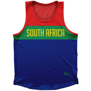 South Africa Country Finish Line Sport Tank Top Made In USA-Blue Red South Africa Country Finish Line Sport Tank Top Made In USA-Blue Red