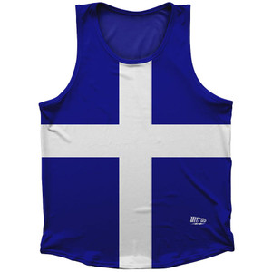 Finland Country Flag Sport Tank Top Made In USA-Blue White Finland Country Flag Sport Tank Top Made In USA-Blue White
