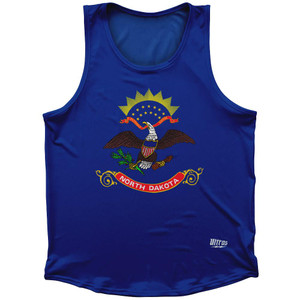 North Dakota State Flag Sport Tank Top Made In USA-Royal Blue
