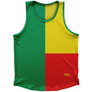 Benin Country Flag Sport Tank Top Made In USA - Red Green