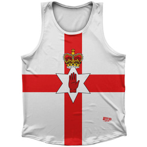 Northern Ireland Country Flag Sport Tank Top Made In USA - White Red Northern Ireland Country Flag Sport Tank Top Made In USA - White Red