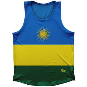 Rwanda Country Flag Sport Tank Top Made In USA - Blue Yellow Green Rwanda Country Flag Sport Tank Top Made In USA - Blue Yellow Green