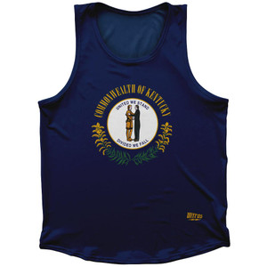 Kentucky State Flag Sport Tank Top Made In USA - Navy Kentucky State Flag Sport Tank Top Made In USA - Navy