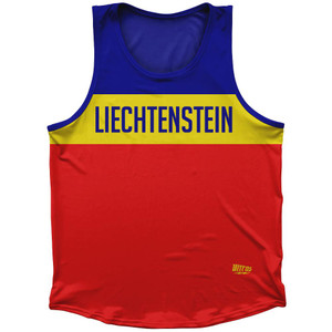 Liechtenstein Country Finish Line Sport Tank Top Made In USA - Blue Red Liechtenstein Country Finish Line Sport Tank Top Made In USA - Blue Red