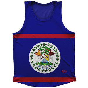 Belize Country Flag Sport Tank Top Made In USA - Red Blue