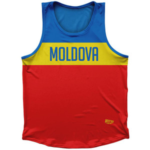 Moldova Country Finish Line Sport Tank Top Made In USA - Blue Red