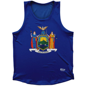 New York State Flag Sport Tank Top Made In USA - Royal Blue