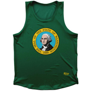 Washington State Flag Sport Tank Top Made In USA - Green Washington State Flag Sport Tank Top Made In USA - Green