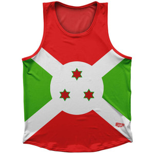 Burundi Country Flag Sport Tank Top Made In USA - Red Green Burundi Country Flag Sport Tank Top Made In USA - Red Green