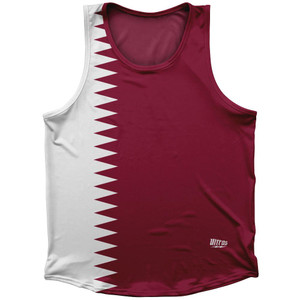 Qatar Country Flag Sport Tank Top Made In USA - Red White