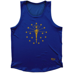 Indiana State Flag Sport Tank Top Made In USA - Navy Indiana State Flag Sport Tank Top Made In USA - Navy