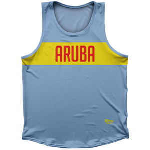 Aruba Country Finish Line Sport Tank Top Made In USA-Light Blue Aruba Country Finish Line Sport Tank Top Made In USA-Light Blue