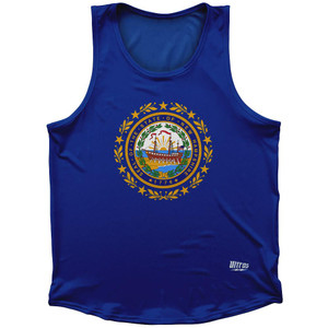 New Hampshire State Flag Sport Tank Top Made In USA-Royal Blue New Hampshire State Flag Sport Tank Top Made In USA-Royal Blue