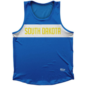 South Dakota Finish Line State Flag Sport Tank Top Made In USA-Blue South Dakota Finish Line State Flag Sport Tank Top Made In USA-Blue