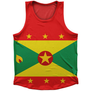 Grenada Country Flag Sport Tank Top Made In USA - Red Yellow Grenada Country Flag Sport Tank Top Made In USA - Red Yellow