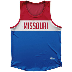 Missouri Finish Line State Flag Sport Tank Top Made In USA - Blue Red Missouri Finish Line State Flag Sport Tank Top Made In USA - Blue Red