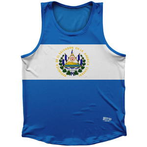 El Salvador Country Flag Sport Tank Top Made In USA - Blue White