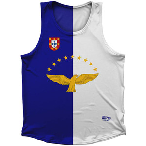 Azores Country Flag Sport Tank Top Made In USA - Blue White Azores Country Flag Sport Tank Top Made In USA - Blue White