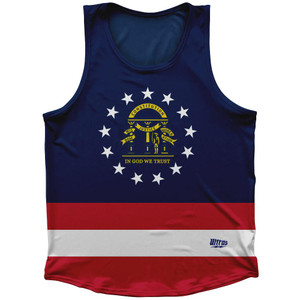 Georgia State Flag Sport Tank Top Made In USA - Blue Red Georgia State Flag Sport Tank Top Made In USA - Blue Red