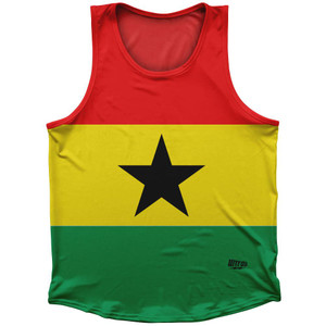 Ghana Country Flag Sport Tank Top Made In USA-Red Green Yellow Ghana Country Flag Sport Tank Top Made In USA-Red Green Yellow