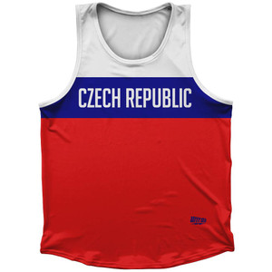 Czech Republic Country Finish Line Sport Tank Top Made In USA - White Red